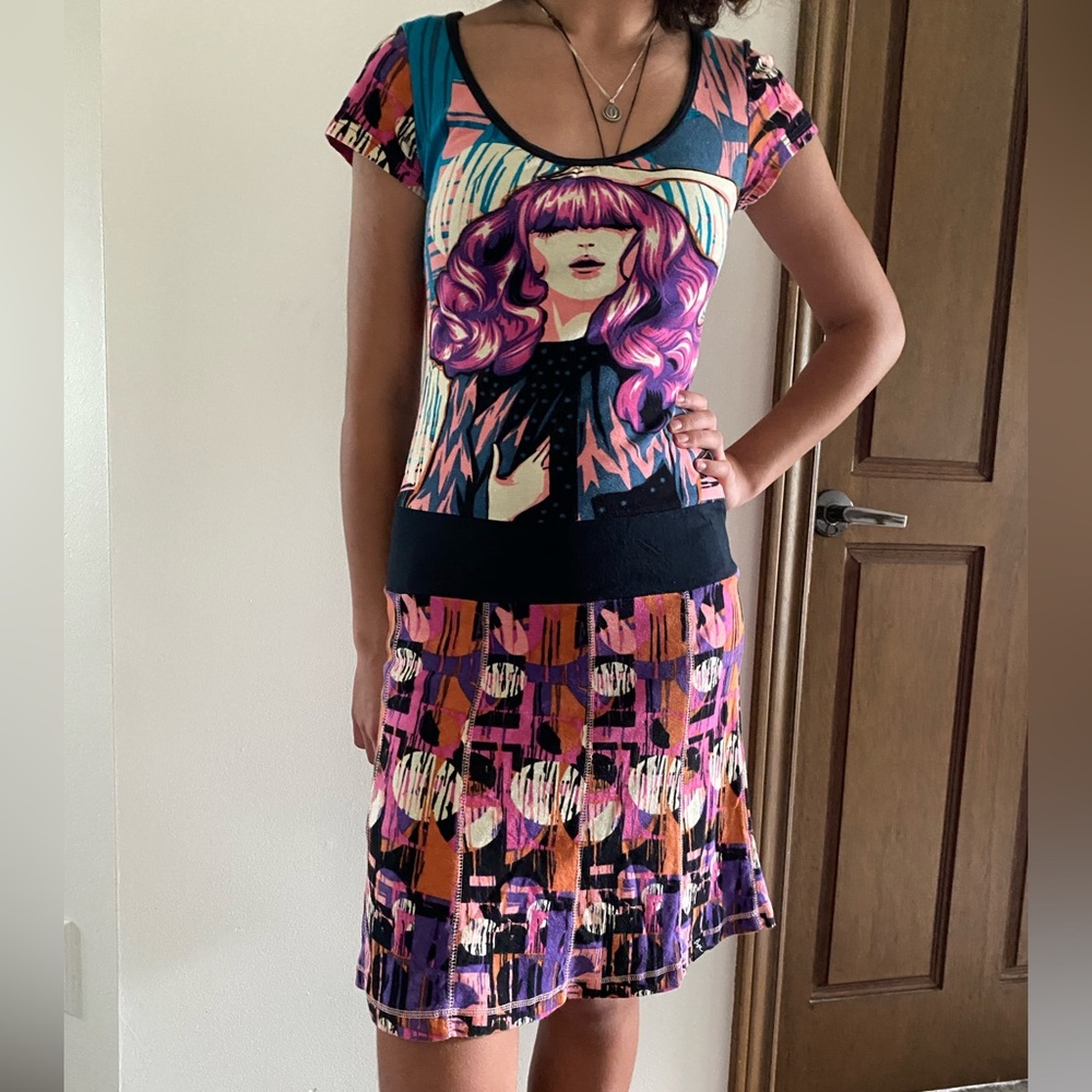 Graphic print mini dress by profile.